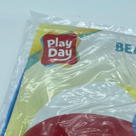 Play Day Beach Balls Set of 2 Red White Plastic Blow Up - Picture 6 of 6